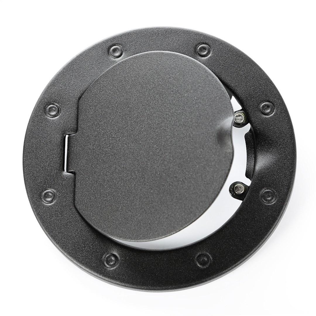 Rugged Ridge Fuel Door, Riveted Ring, Textured Black Door and Ring, Non-Locking – 11229.05