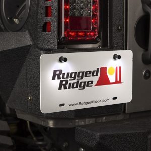 Rugged Ridge License Plate Light, LED, Replaces License Plate Screws, White LED, Black Housing, With 2 Lights/ Pigtails – 11233.10
