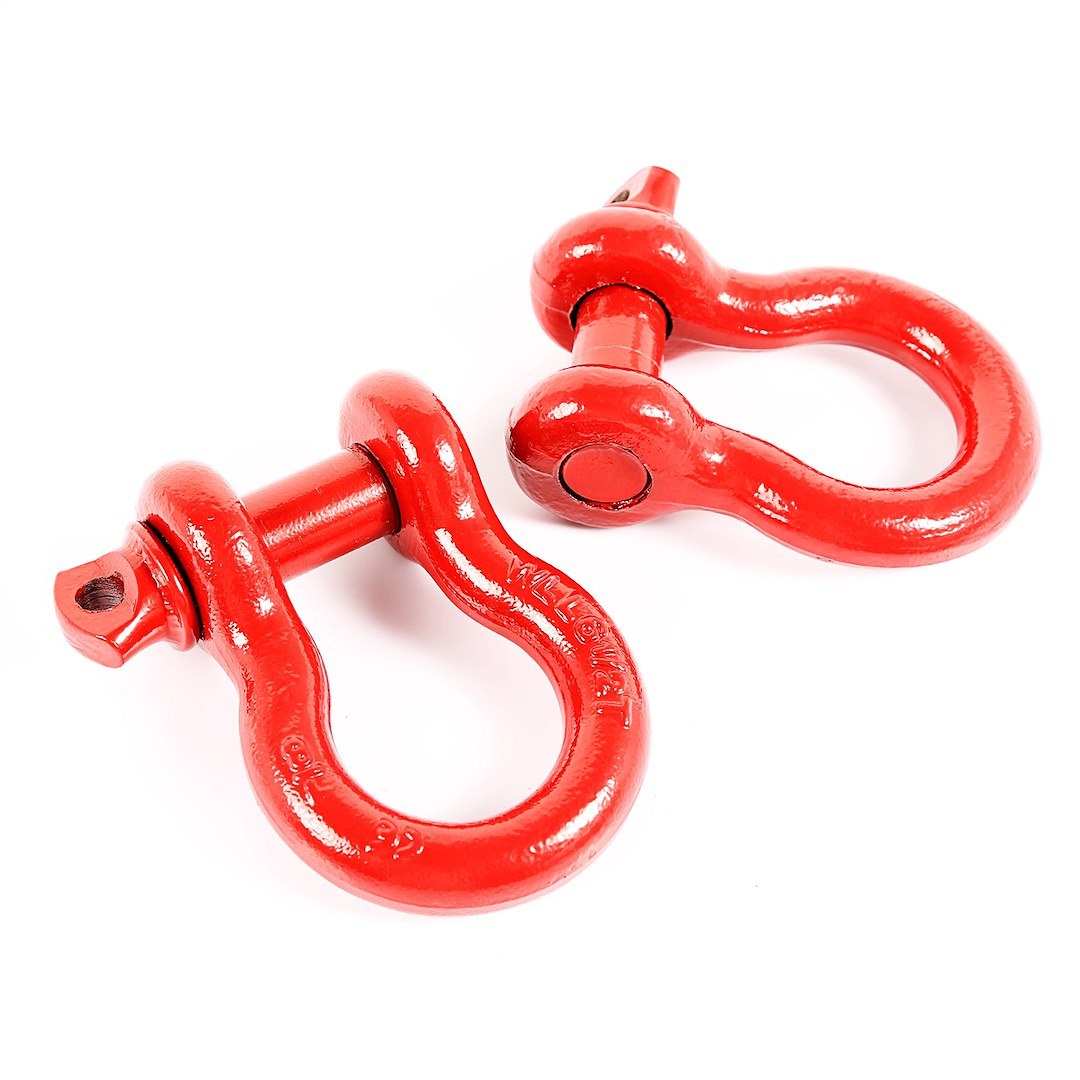 Rugged Ridge D-Ring, With 7/8 Inch Pin, 13,500 Pound Rating, Powder Coated, Red, Steel, Set of 2 – 11235.13