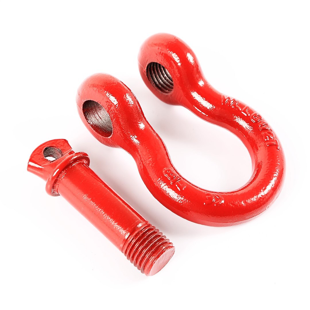 Rugged Ridge D-Ring, With 7/8 Inch Pin, 13,500 Pound Rating, Powder Coated, Red, Steel, Set of 2 – 11235.13
