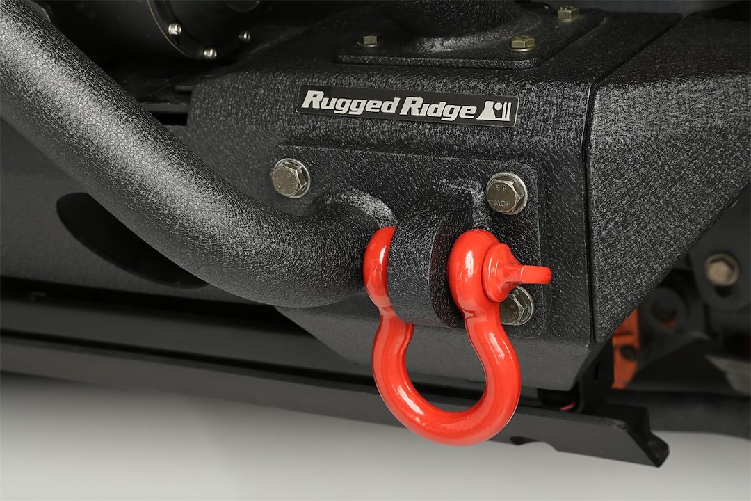 Rugged Ridge D-Ring, With 7/8 Inch Pin, 13,500 Pound Rating, Powder Coated, Red, Steel, Set of 2 – 11235.13