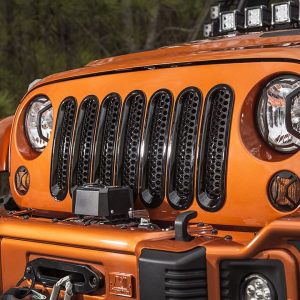 Rugged Ridge Grille Insert, Inlay, 7 Piece Honeycomb Style, Without Light Cutouts, Painted, Black, Plastic – 11306.31