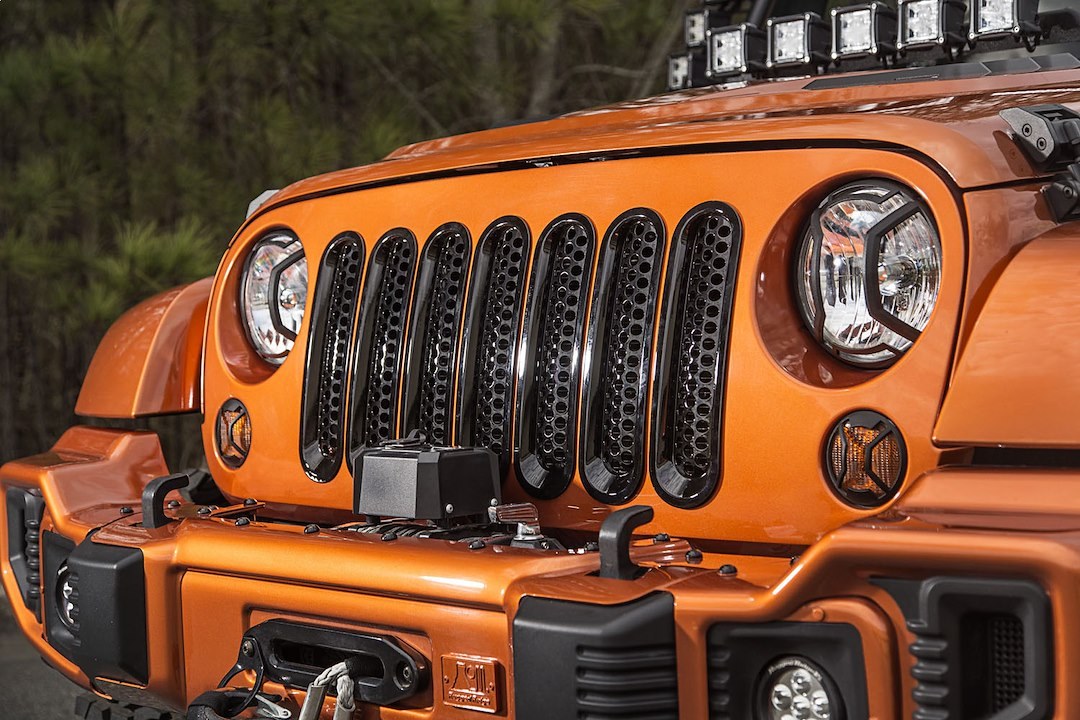 Rugged Ridge Grille Insert, Inlay, 7 Piece Honeycomb Style, Without Light Cutouts, Painted, Black, Plastic – 11306.31