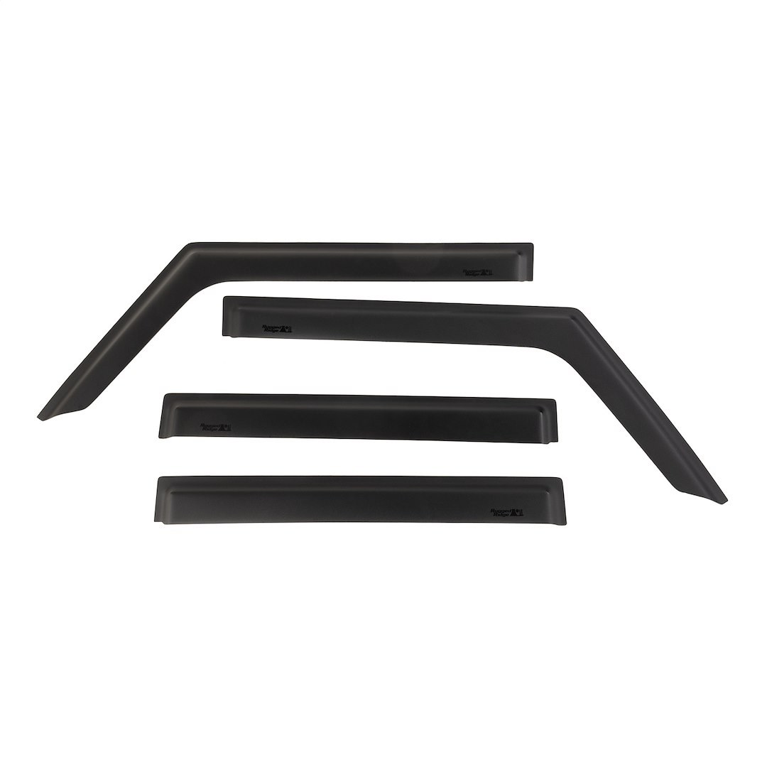 Rugged Ridge Rainguard, Aerodynamic Design, Stick on, Matte Black, Acrylic, Set of 4 – 11349.17