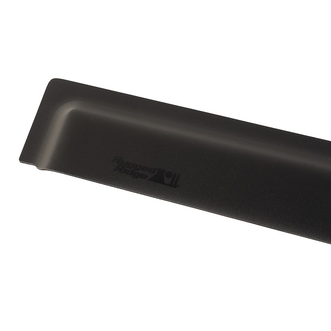 Rugged Ridge Rainguard, Aerodynamic Design, Stick on, Matte Black, Acrylic, Set of 4 – 11349.17