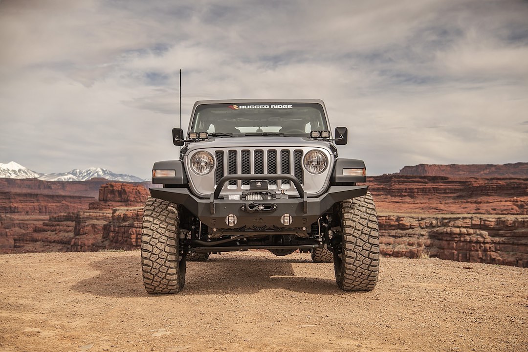 Rugged Ridge Bull Bar, Black Textured Powder Coated, Steel, Without Skid Plate, Without Light Mounting Tabs, Requires Rugged Ridge Bumper – 11540.62