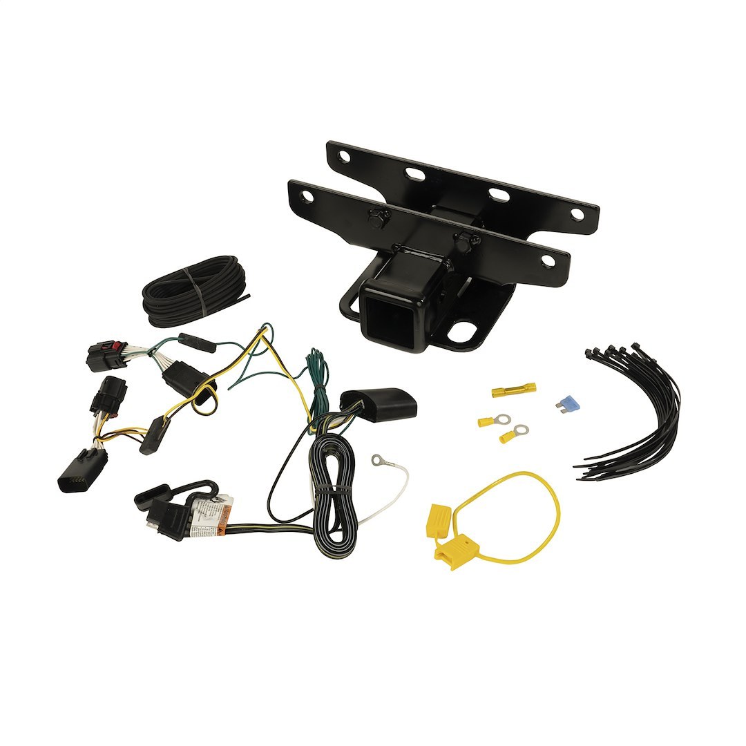 Rugged Ridge Trailer Hitch Rear, Class II, Square Tube, 2 Inch Receiver, Bolt on, With Wiring Harness – 11580.57