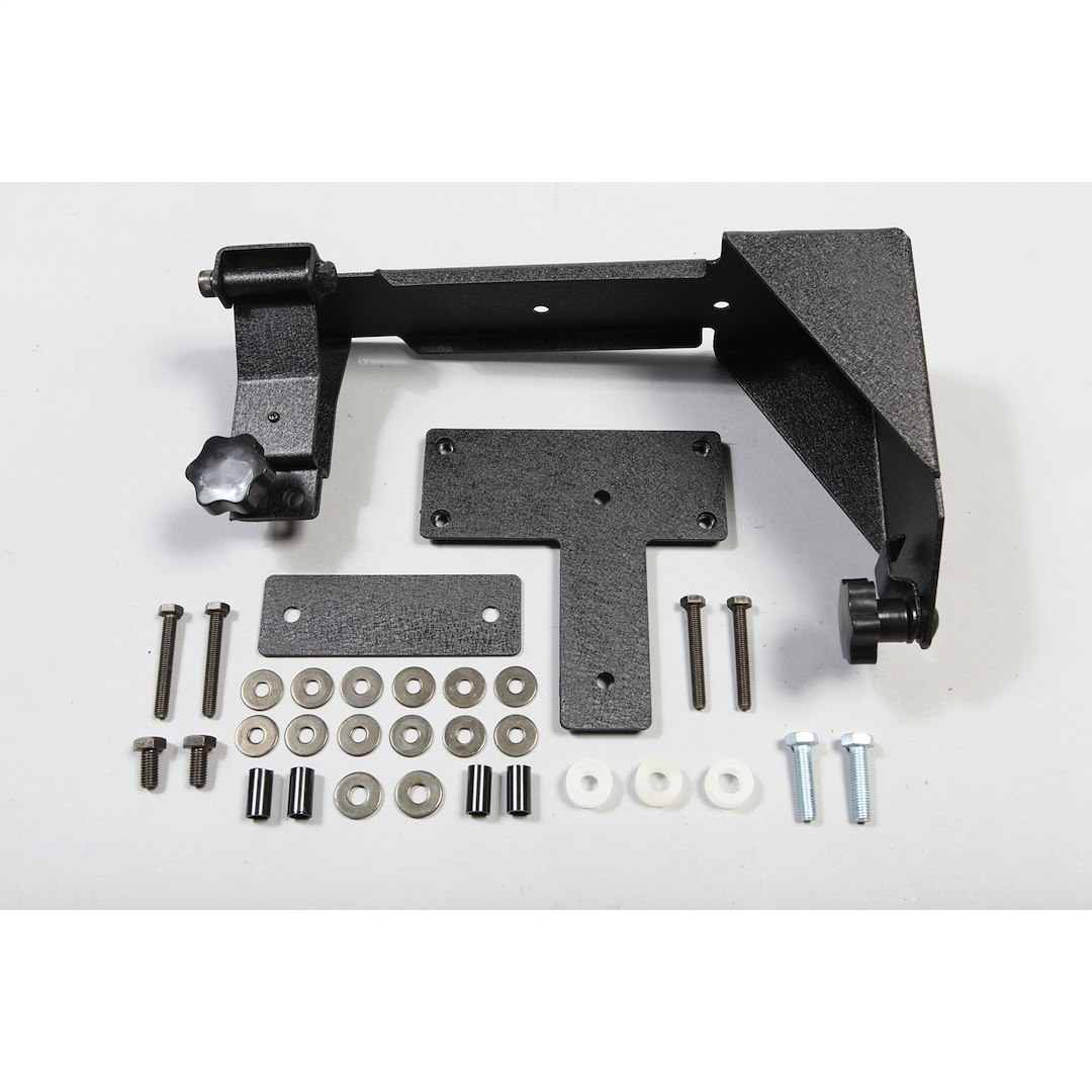 Rugged Ridge Jack Mount, Off Road Jack Mounting Bracket, Works with Off Road Jacks, Mounts to Tailgate Hinge, Black, Steel – 11586.01