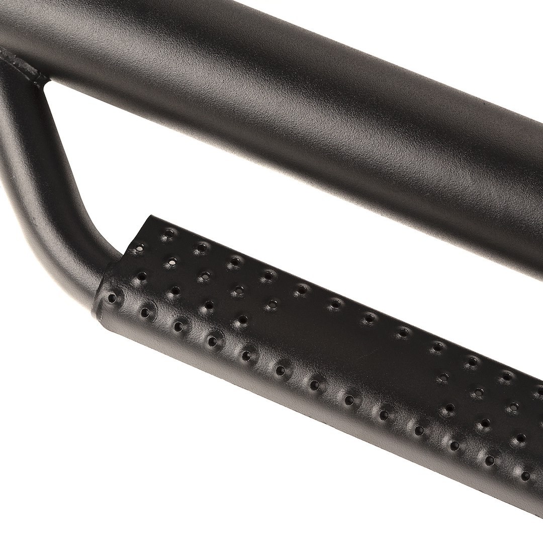 Rugged Ridge Nerf Bar, Spartan™, With Drop Down Steps, 3 Inch Round Bent, Powder Coated, Black, Steel, With End Caps – 11596.03