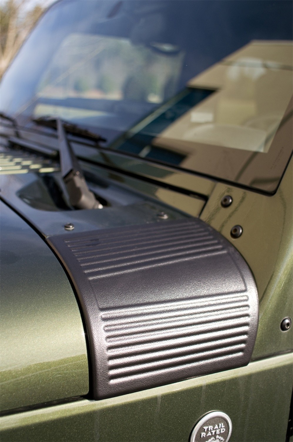 Rugged Ridge Cowl Vent Cover, Body Armor, Outer Cowl, Black, UV Thermoplastic, Uses 3M Tape – 11651.18