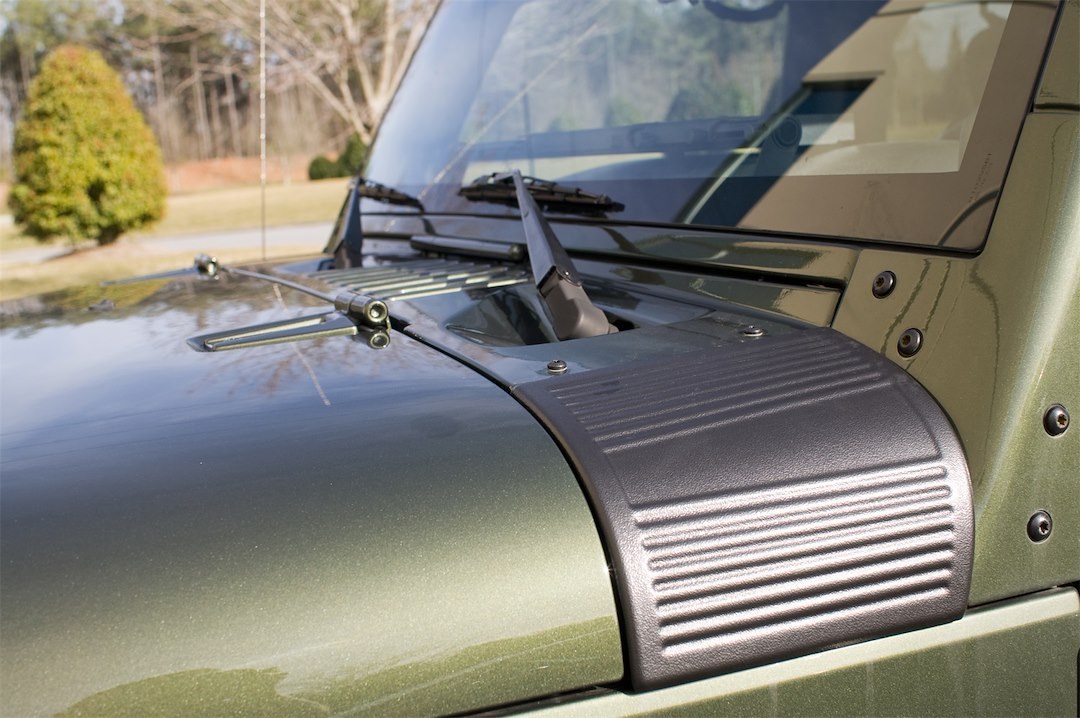 Rugged Ridge Cowl Vent Cover, Body Armor, Outer Cowl, Black, UV Thermoplastic, Uses 3M Tape – 11651.18
