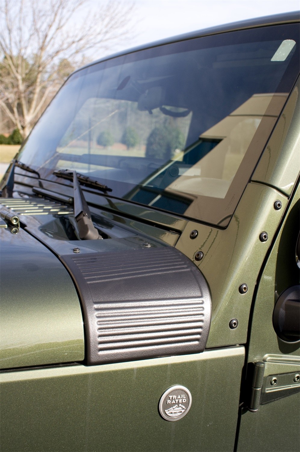 Rugged Ridge Cowl Vent Cover, Body Armor, Outer Cowl, Black, UV Thermoplastic, Uses 3M Tape – 11651.18