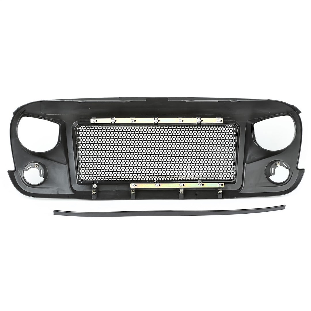 Rugged Ridge Grille, Spartan™, Angry Eyes Style, Without OE Grille Slots, Unpainted, Black, Fiberglass/ Steel – 12034.01