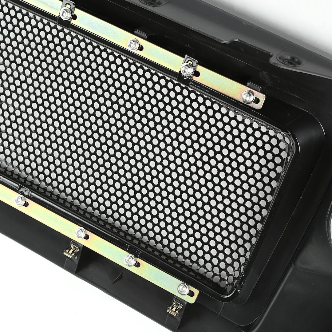 Rugged Ridge Grille, Spartan™, Angry Eyes Style, Without OE Grille Slots, Unpainted, Black, Fiberglass/ Steel – 12034.01