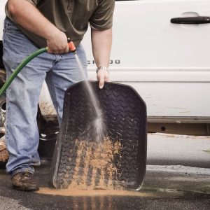 Rugged Ridge Floor Liner, All Terrain, Black, Molded Fit, Chevron Shaped Ribbed, Thermoplastic Elastomer, 2 Piece – 12920.25