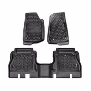 Rugged Ridge Floor Liner, Molded Fit, Chevron-Shaped, Black, Plastic, 3 Piece – 12987.44