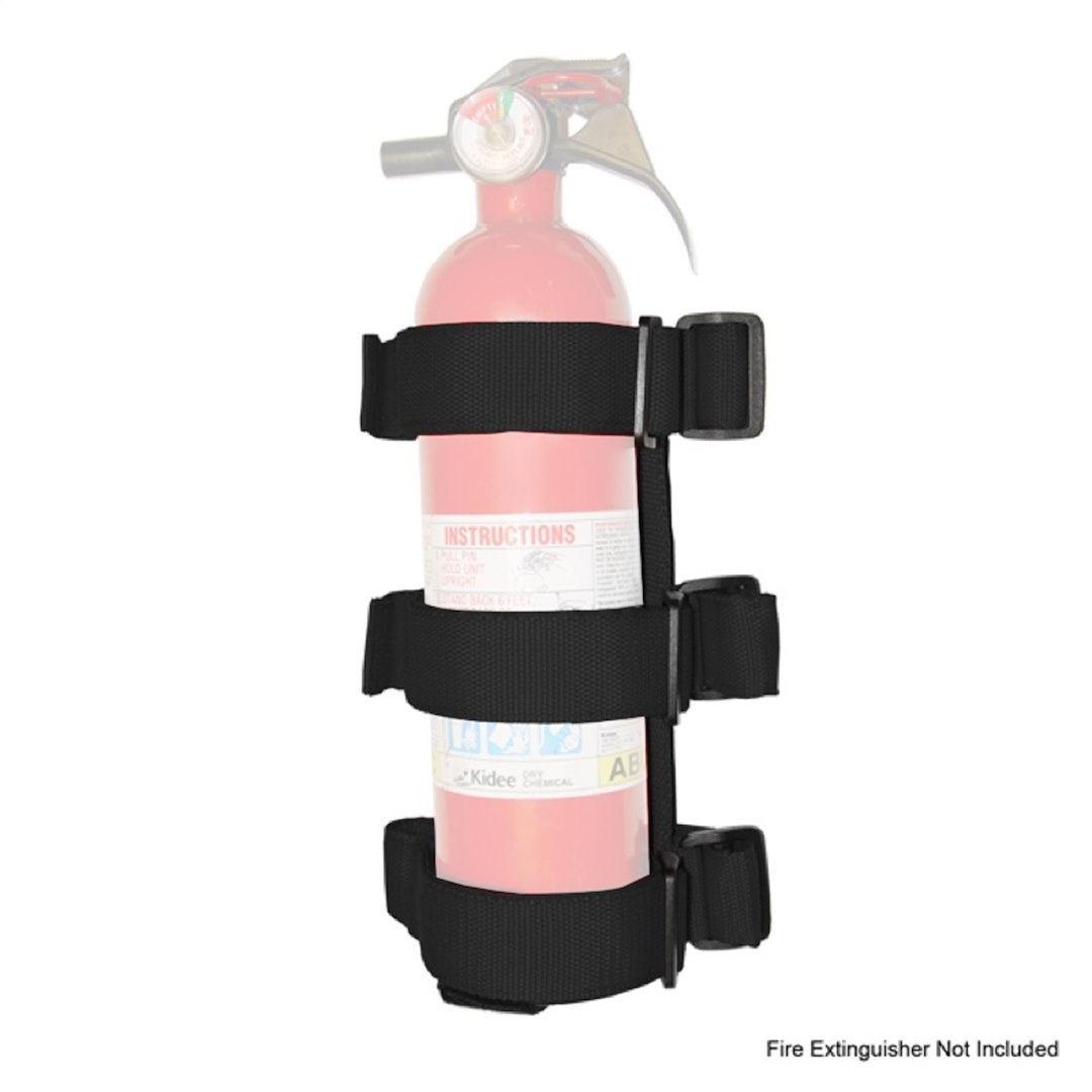Rugged Ridge Fire Extinguisher Mount, Roll Bar Mount, 3 Velcro Straps, Holds 3 Pound Bottle, Black, Nylon – 13305.21