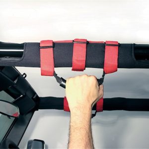 Rugged Ridge Interior Grab Strap, Ultimate Grab Handle, Red, Nylon, Roll Bar, Set of 2 – 13505.03