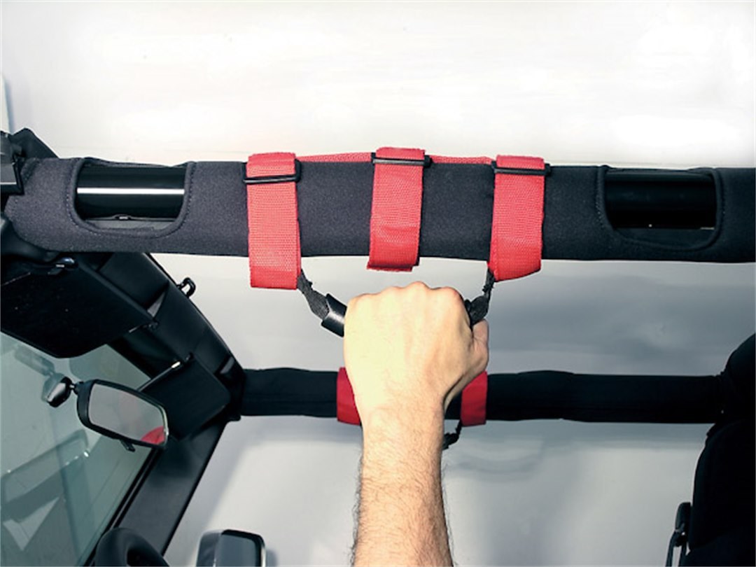 Rugged Ridge Interior Grab Strap, Ultimate Grab Handle, Red, Nylon, Roll Bar, Set of 2 – 13505.03