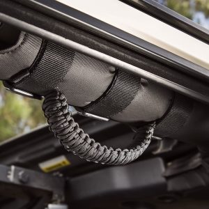 Rugged Ridge Interior Grab Strap, Paracord, Black, Nylon, Roll Bar, Set of 2 – 13505.30