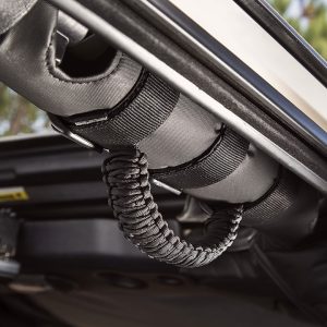 Rugged Ridge Interior Grab Strap, Paracord, Black, Nylon, Roll Bar, Set of 2 – 13505.30