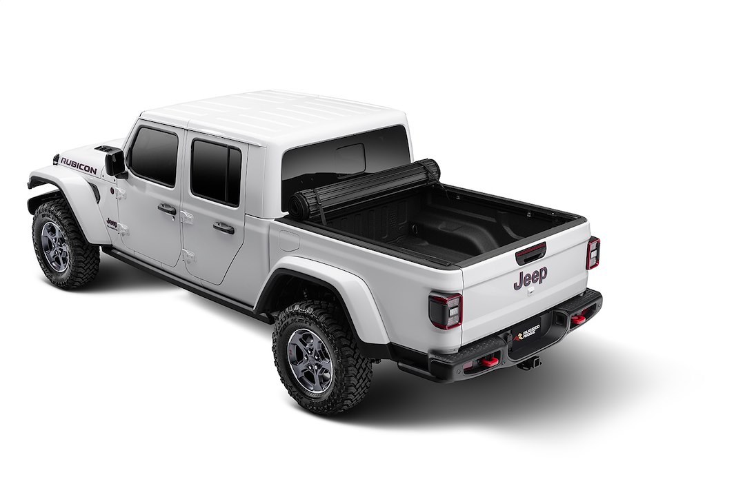 Rugged Ridge Tonneau Cover, Armis, Roll-Up, Non-Lockable, Black, Aluminum Slats/ Woven Fabric – 13550.23