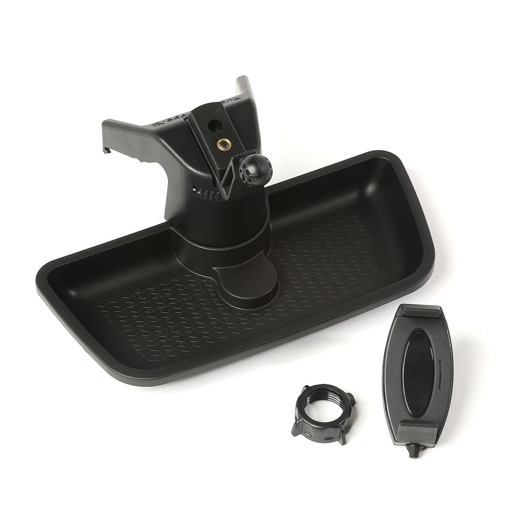 Rugged Ridge Cell Phone Mount, Painted, Black, Plastic, With Universal Smartphone Clamp Mount/ Tripod Stud Mount for Pov Cameras – 13551.16
