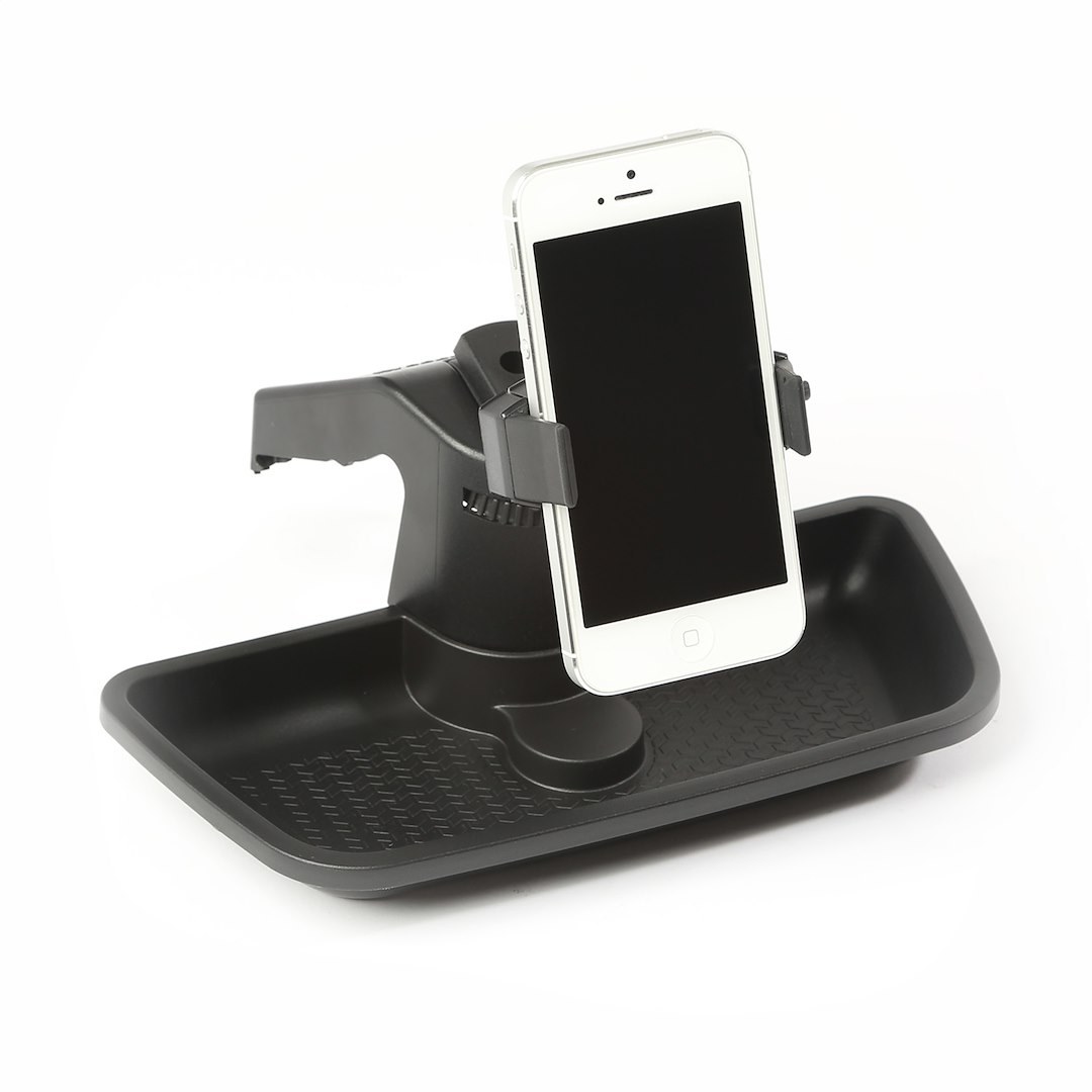 Rugged Ridge Cell Phone Mount, Painted, Black, Plastic, With Universal Smartphone Clamp Mount/ Tripod Stud Mount for Pov Cameras – 13551.16