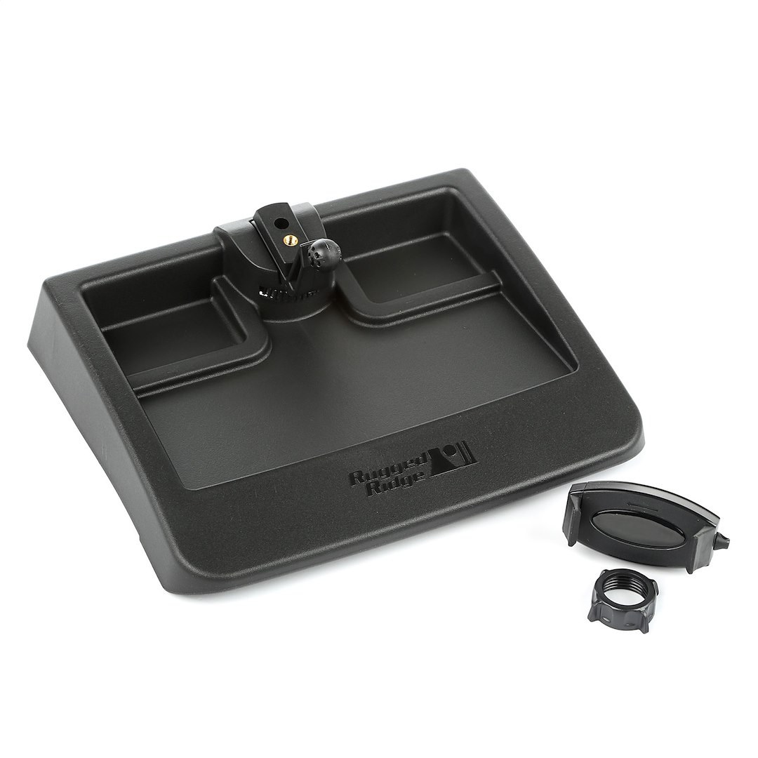 Rugged Ridge Cell Phone Mount, Painted, Black, Plastic, With Universal Smartphone Clamp Mount – 13551.17