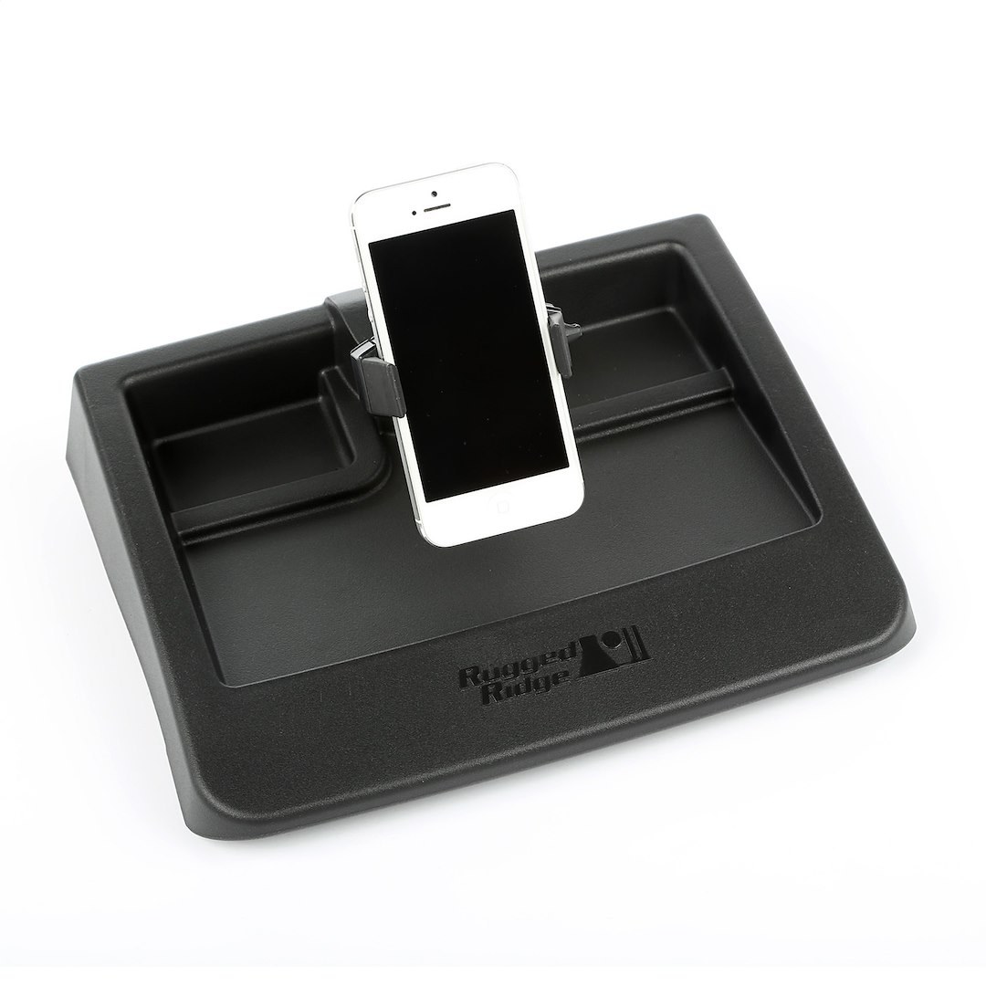Rugged Ridge Cell Phone Mount, Painted, Black, Plastic, With Universal Smartphone Clamp Mount – 13551.17