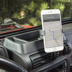 Rugged Ridge Cell Phone Mount, Multi-Mount, Fits Smartphone/ Camera/ Radar Detector, Upper Panel, Dash Multi Mount, Black, Plastic – 13551.19
