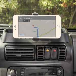 Rugged Ridge Cell Phone Mount, Multi-Mount, Fits Smartphone/ Camera/ Radar Detector, Upper Panel, Dash Multi Mount, Black, Plastic – 13551.19