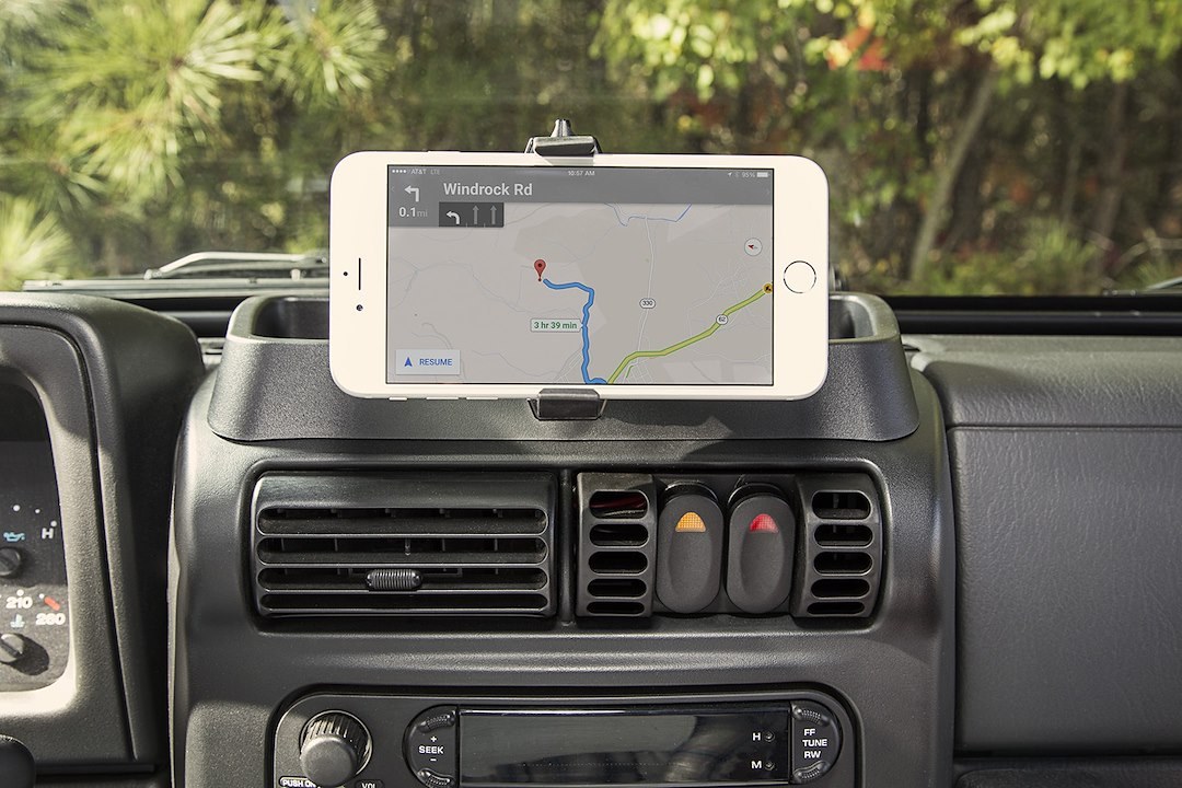 Rugged Ridge Cell Phone Mount, Multi-Mount, Fits Smartphone/ Camera/ Radar Detector, Upper Panel, Dash Multi Mount, Black, Plastic – 13551.19