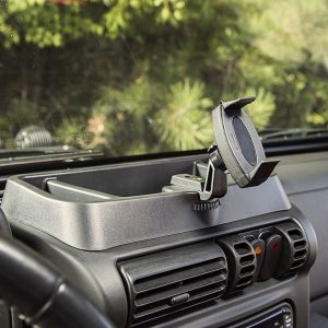 Rugged Ridge Cell Phone Mount, Multi-Mount, Fits Smartphone/ Camera/ Radar Detector, Upper Panel, Dash Multi Mount, Black, Plastic – 13551.19