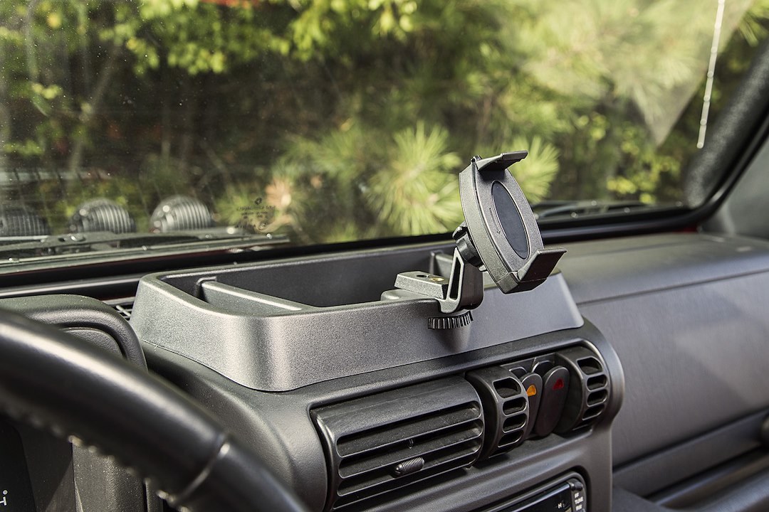 Rugged Ridge Cell Phone Mount, Multi-Mount, Fits Smartphone/ Camera/ Radar Detector, Upper Panel, Dash Multi Mount, Black, Plastic – 13551.19