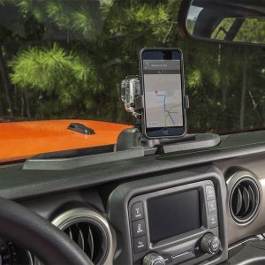 Rugged Ridge Cell Phone Mount, Dash Multi Mount, Black, Plastic, With Storage Tray/ Ball Mount/ Tripod Mount Screw – 13551.23