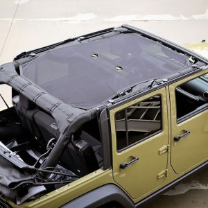 Rugged Ridge Bikini Top, Eclipse Sun Shade, Mounts to Windshield Loops and to Roll Bar, Black, See Through Mesh – 13579.05