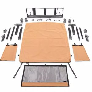 Rugged Ridge Soft Top, Voyager, Bowless, Tan, Twill Cloth, Without Doors, Includes Tinted Window, With Sun Roof, With Hardware – 13595.33