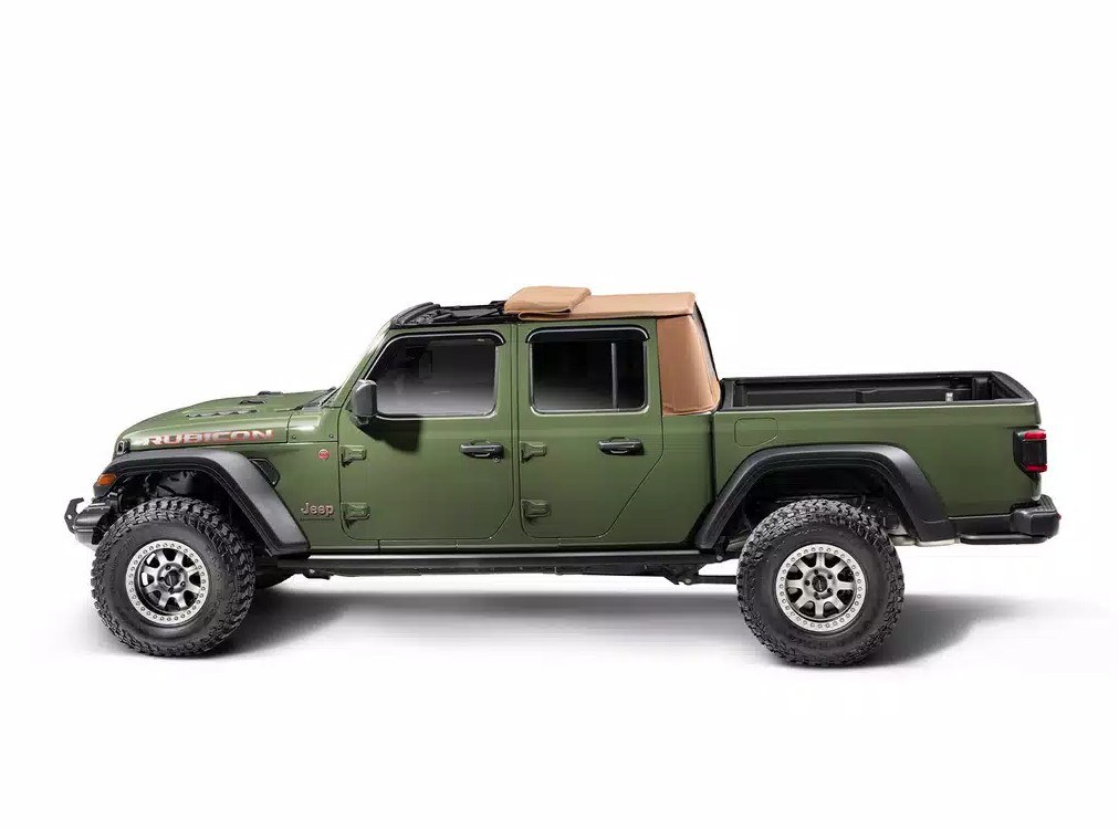 Rugged Ridge Soft Top, Voyager, Bowless, Tan, Twill Cloth, Without Doors, Includes Tinted Window, With Sun Roof, With Hardware – 13595.33