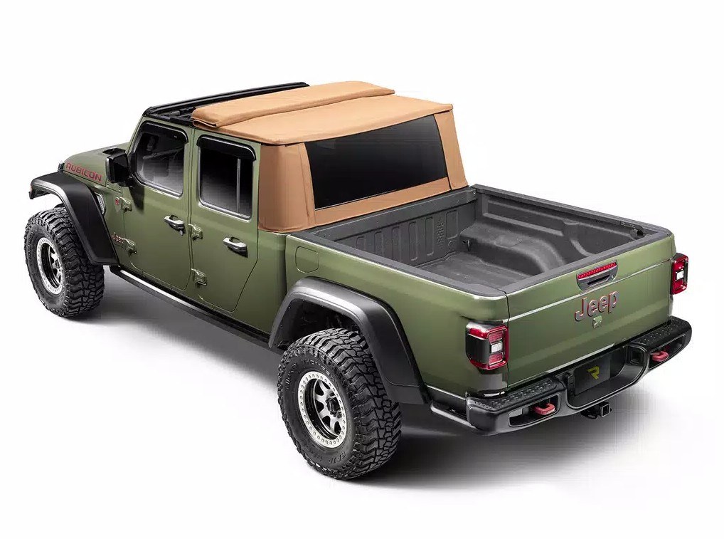 Rugged Ridge Soft Top, Voyager, Bowless, Tan, Twill Cloth, Without Doors, Includes Tinted Window, With Sun Roof, With Hardware – 13595.33