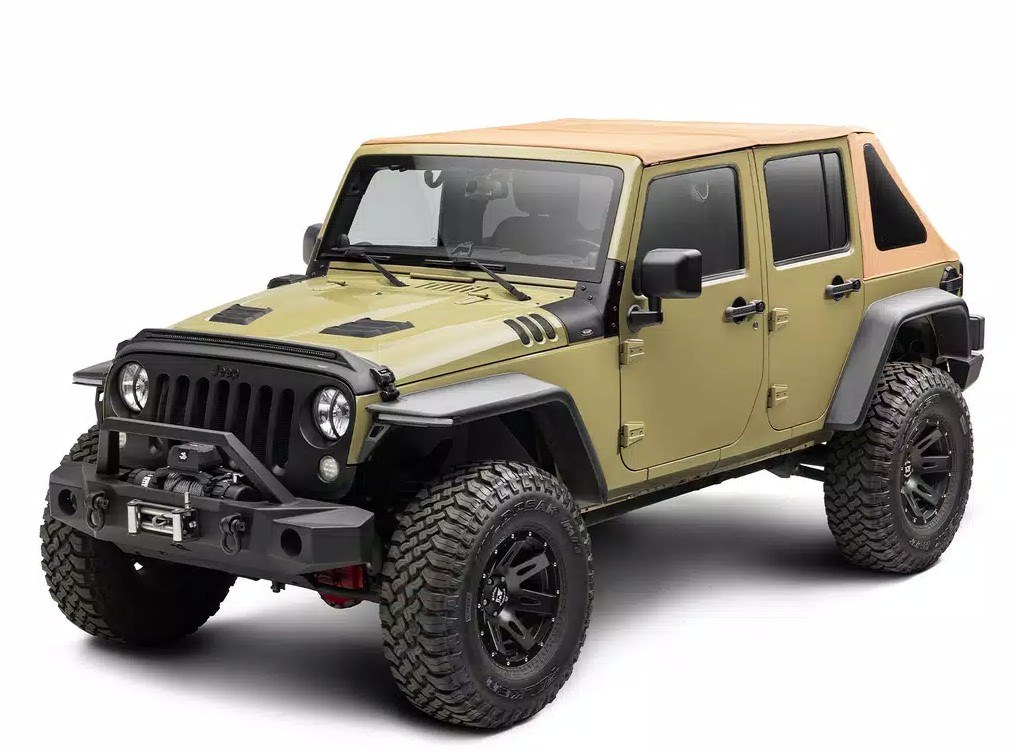 Rugged Ridge Soft Top, Voyager, Bowless, Tan, Twill, Without Doors, Includes Tinted Windows, With Sun Roof, With Hardware – 13861.33