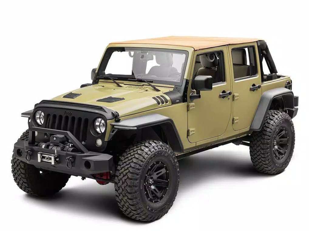 Rugged Ridge Soft Top, Voyager, Bowless, Tan, Twill, Without Doors, Includes Tinted Windows, With Sun Roof, With Hardware – 13861.33