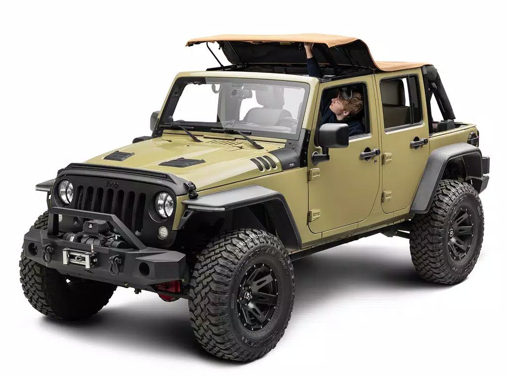 Rugged Ridge Soft Top, Voyager, Bowless, Tan, Twill, Without Doors, Includes Tinted Windows, With Sun Roof, With Hardware – 13861.33