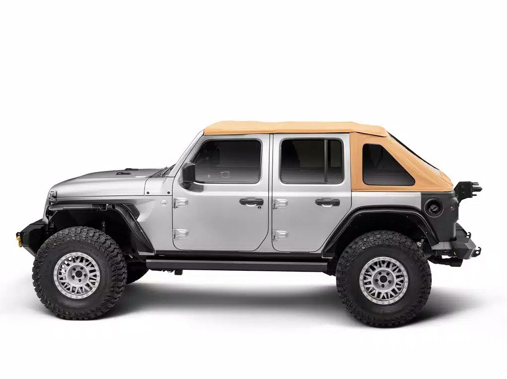 Rugged Ridge Soft Top, Voyager, Bowless, Tan, Twill, Without Doors, Includes Tinted Windows, With Sun Roof, With Hardware – 13863.33