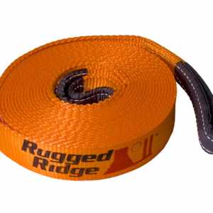 Rugged Ridge Recovery Strap, 40,000 Pound Capacity, 4 Inch Width X 30 Foot Length, Without Sleeve, Orange, Nylon – 15104.03