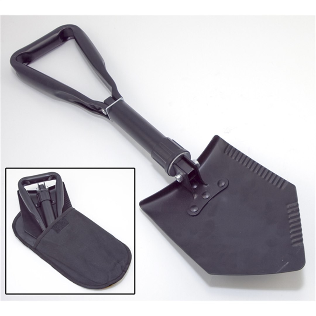 Rugged Ridge Shovel, Powder Coated, Black, Folding, 23 Inch Extended Length, 9 Inch Folded Length, With Carrying Case – 15104.42