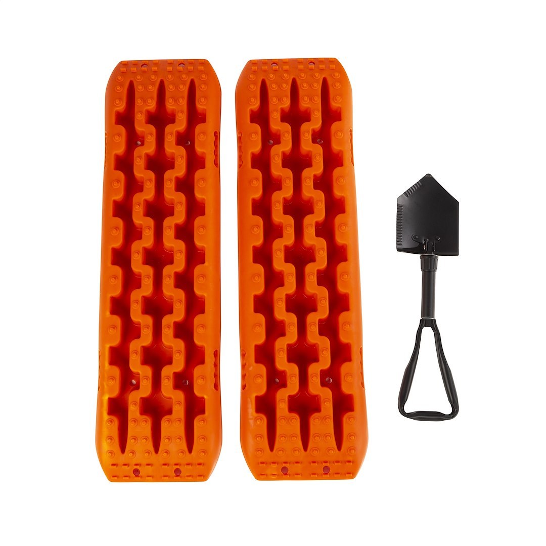 Rugged Ridge Traction Mat, Set of 2, 20,0000 Pound Capacity, Reinforced Nylon, With Tri-Fold Shovel – 15104.46