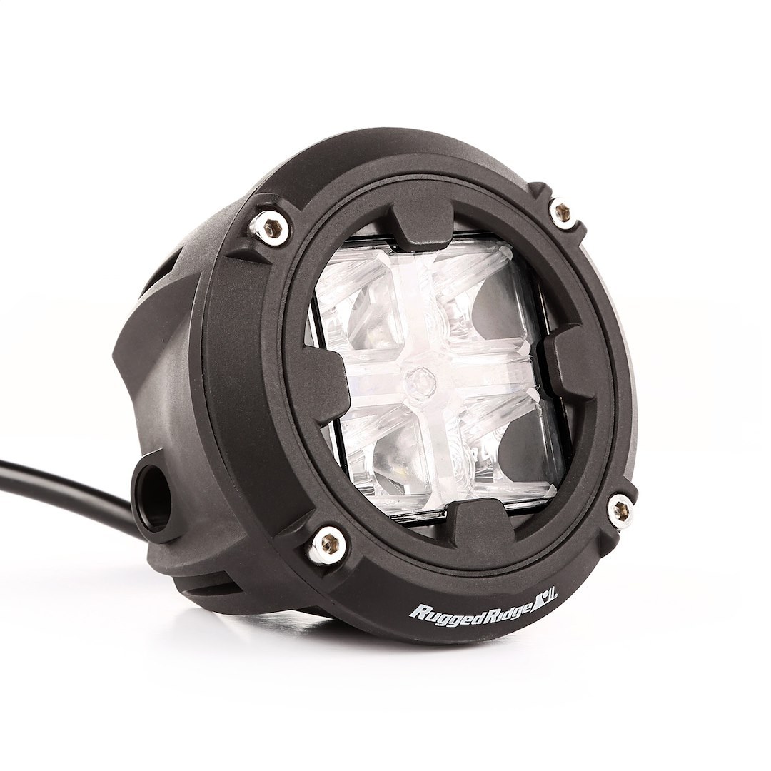 Rugged Ridge Driving/ Fog Light, LED Bulb, 5 Cree LED, 3-1/2 Inch Round, 10 Watt, Driving Beam, Clear Lens/ Amber Accent Light – 15209.31