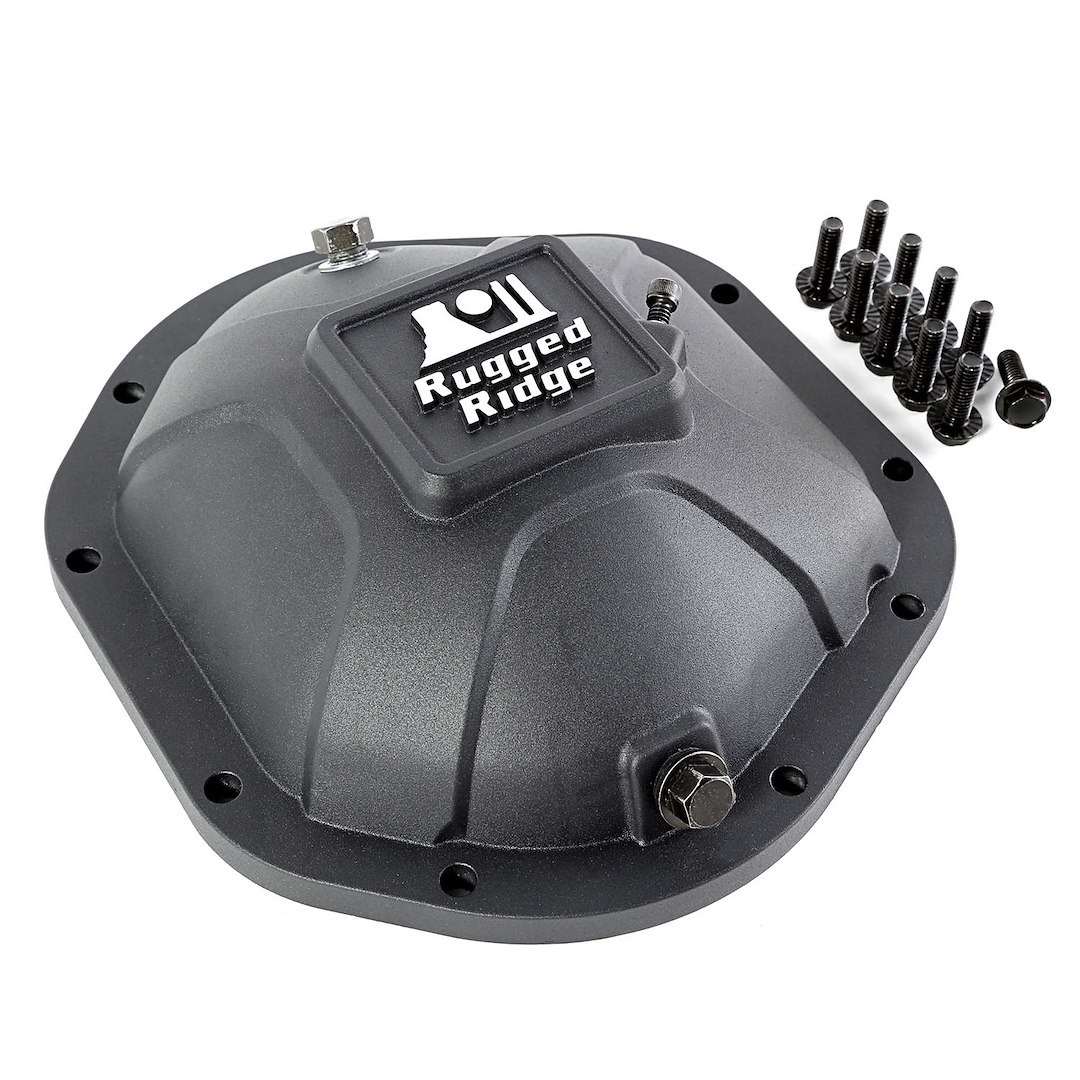 Rugged Ridge Differential Cover, Boulder, Dana 44 Axle, 10 Bolt, Without Girdle, With Fill Plug, With Drain Plug, Black, Cast Aluminum – 16595.12