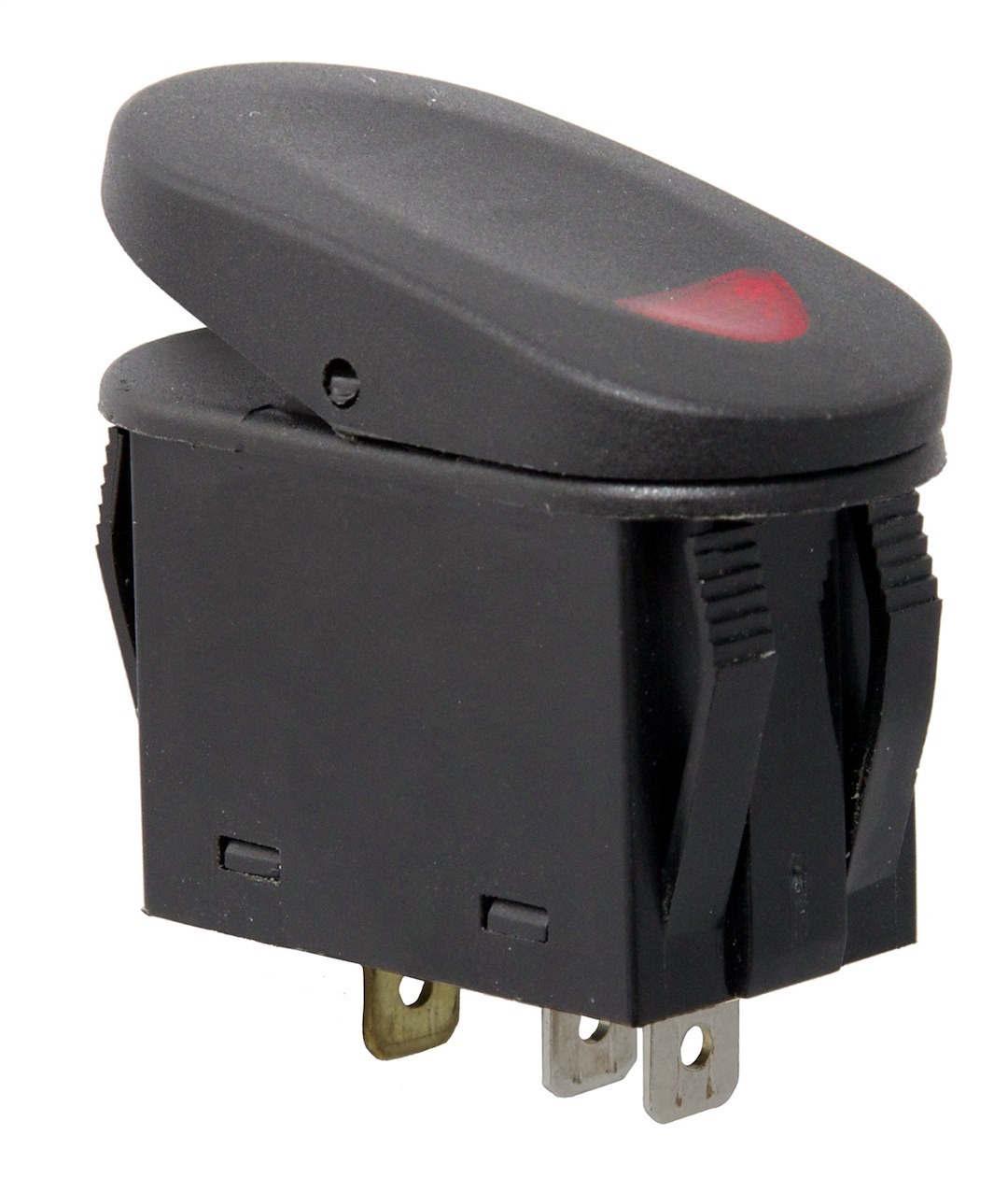 Rugged Ridge Multi Purpose Switch, On-Off, 20 Amp Design, Rocker Switch, Oval, Red Illumination, Black – 17235.02